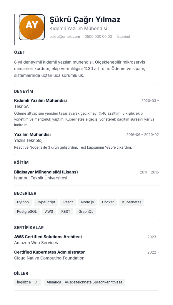 Portre Merkez CV şablonu önizlemesi - Ortalanmış yuvarlak fotoğraf ve grafit bar başlıklarla foto bekleyen pazarlar için dengeli düzen