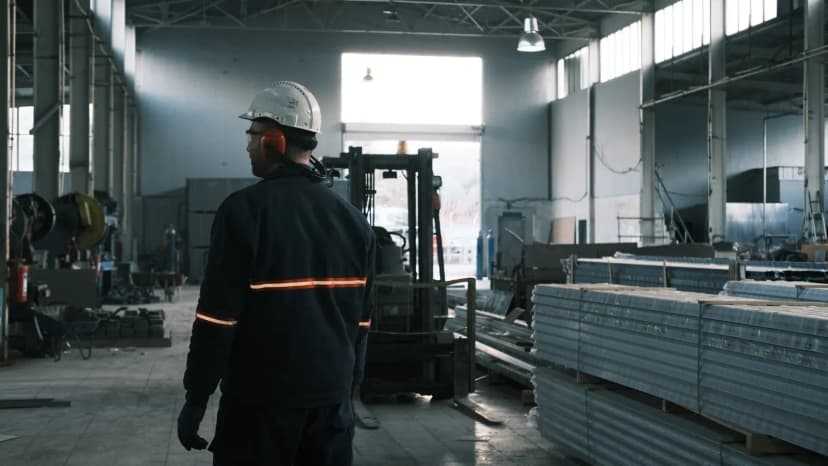 Alüminyum fabrikasında çalışan endüstri işçisi