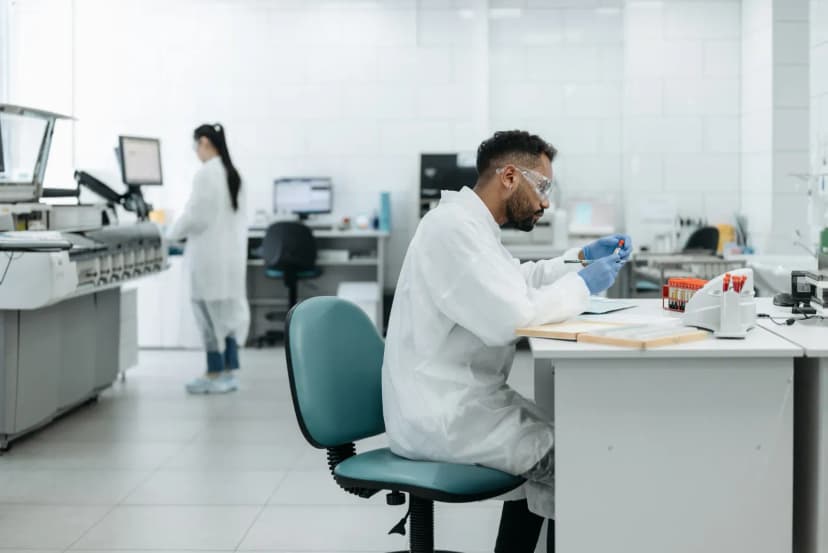 Bilgisayar başında genetik veri analizi yapan uzman