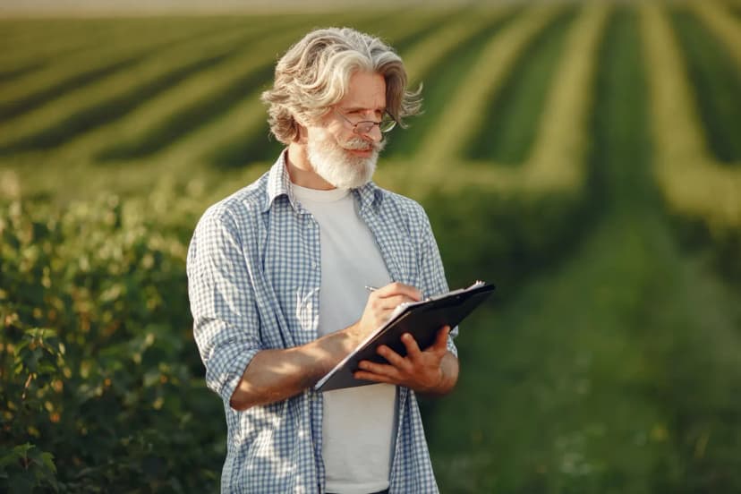 Tarım alanında görev yapan bir agronomun arazi çalışması görseli