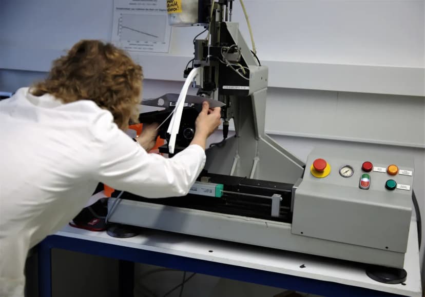 Malzeme mühendisi laboratuvarda test gerçekleştirirken