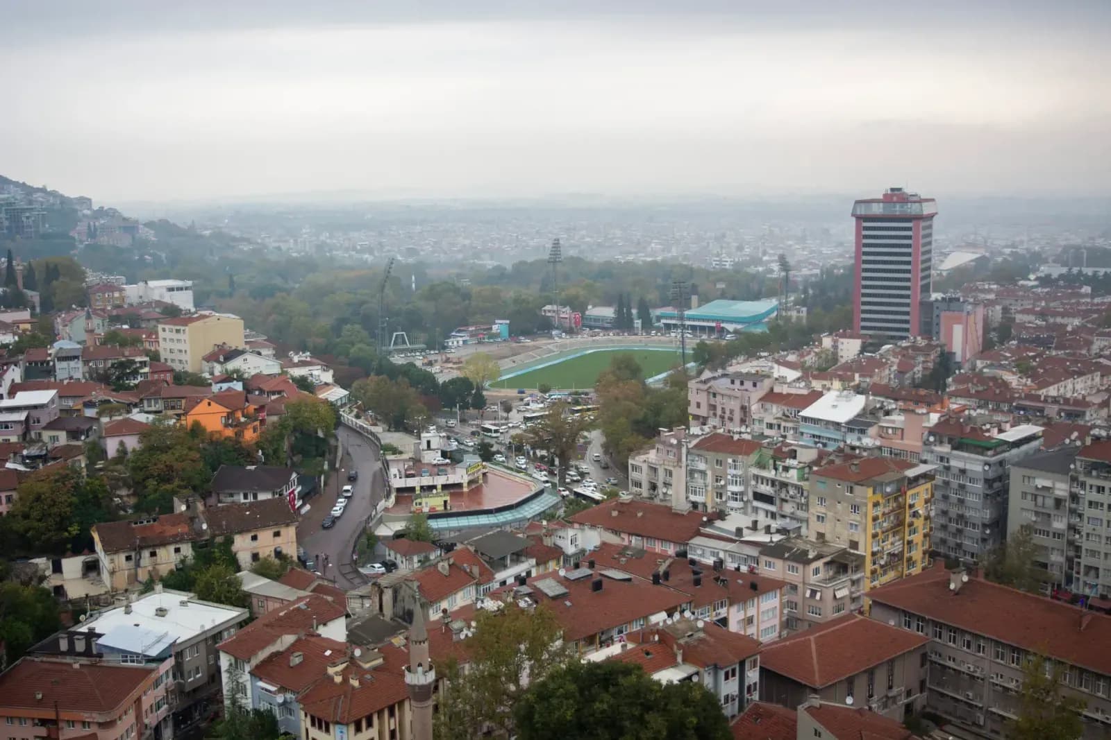 Gürsu ilçesindeki sanayi bölgesinin havadan geniş açılı görünümü