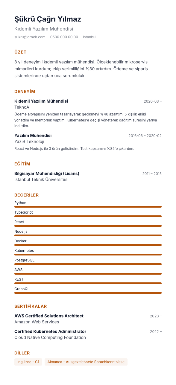 İnfografik Hafif CV şablonu - alternatif vurgu rengiyle