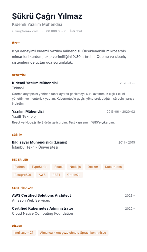 İsviçre Izgara CV şablonu - alternatif vurgu rengiyle