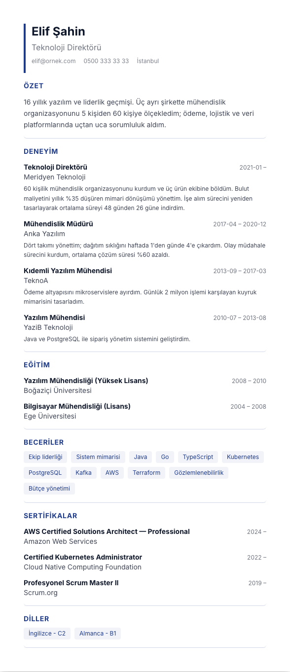 Kompakt INTL CV şablonu - uzun kariyer geçmişi örneğiyle