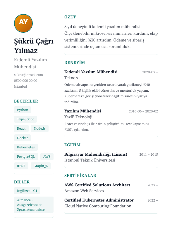 Kreatif Foto CV şablonu - alternatif vurgu rengiyle