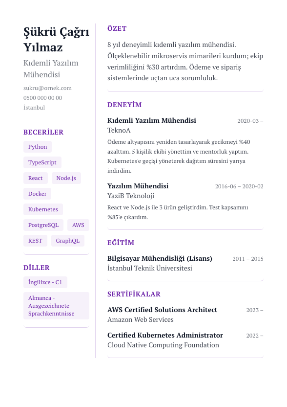 Kreatif Foto CV şablonu - fotoğrafsız kullanımıyla