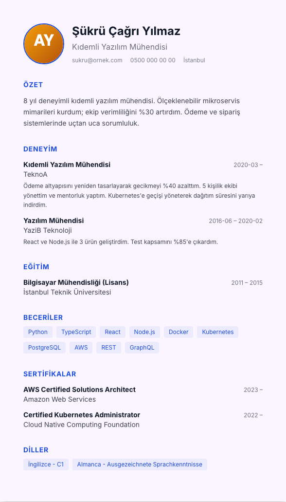 Pastel Zemin CV şablonu - alternatif vurgu rengiyle