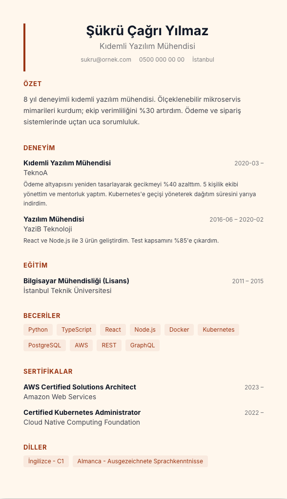 Sıcak Kum CV şablonu - fotoğrafsız kullanımıyla