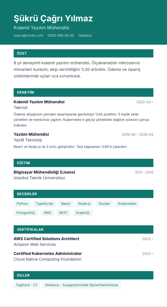 Ürün Lansmanı CV şablonu - alternatif vurgu rengiyle